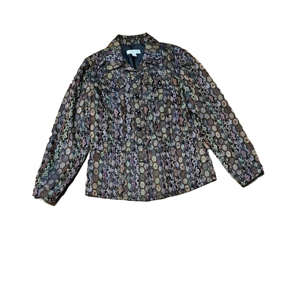 Coldwater Creek Womens Blazer Jacket Small‎ Multicolor Boho Chic Festive Vibrant